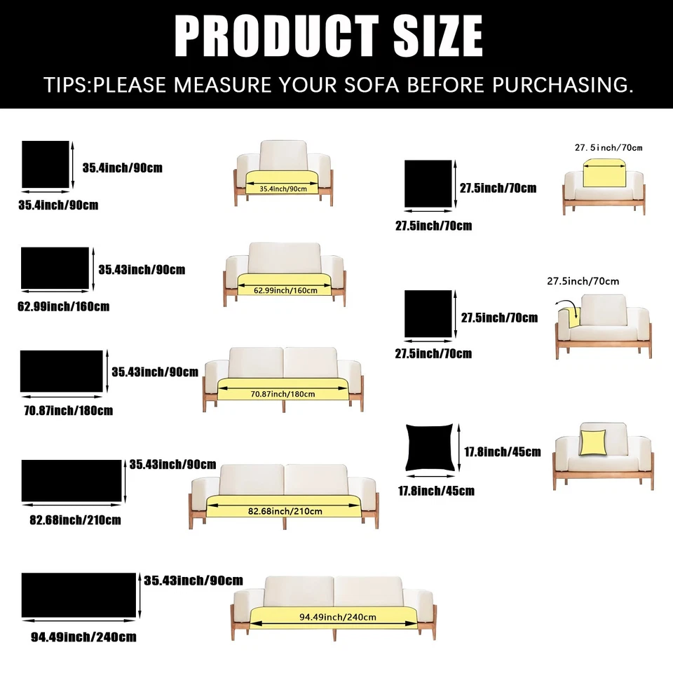Funda Sofá Lavable, Funda Almohada, Decoración Antideslizante para Cojín Asiento Sofá Foto 3 de 4