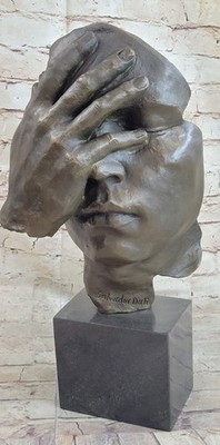 Signed Salvador Dali Title Shame on Me Bronze Sculpture Abstract Marble Artwork