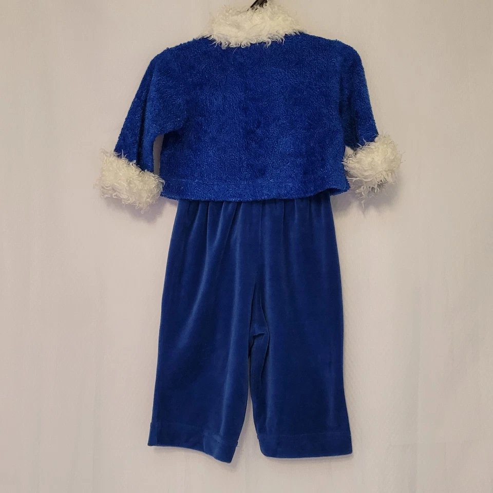 Peaches N 奶油女孩 12 M 假日 2 件套丝绒裤子雪人纽扣 — 第 4/4 张图片