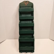 Vintage Green Wooden Letter Holder 3 Slots/Key Holder/Rooster/Wall Mountable
