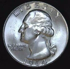 1964-D 25C Washington BU 90% Silver 26uww0204-9