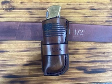 Leather Pocket Folding Knife Belt Loop Case Sheath Buck 110 (Sheath Only) Left