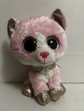TY Beanie Boos Medium Fiona the Cat 9” Plush Pink Glitter Eyes EUC Fast Shipping