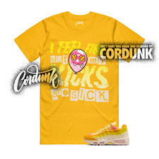 Air Max 95 Sunshine University Gold Big Bubble Pink Foam T Shirt Match SICK