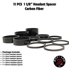 11PCS Headset Spacers Full Carbon For 1 1/8" MTB Bike Stem Forks Steerer Tubes