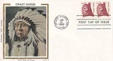 STAMP SCOTT 1855 "Crazy Horse" 13 CENT 1982 FDC PAIR - C