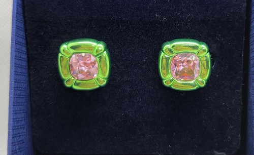 Big Earrings Pink Green Crystal Drop Inspired Dulcis Gift For Her ValentineS Day - Picture 2 of 5