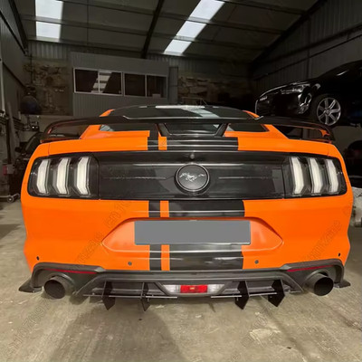 Ford Mustang 2018 2021 Rear Diffuser + Side Splitters 6 Fin Aero Kit