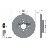 Textar 92069603 Bremsscheibe Vorderachse FüR Alfa Romeo CitroëN Fiat Lancia