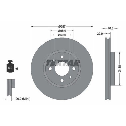Textar 92069603 Bremsscheibe Vorderachse FüR Alfa Romeo CitroëN Fiat Lancia-image