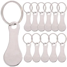12 Pcs Cart Keychain Supermarket Trolley Token Keyring Tokens Stainless Steel