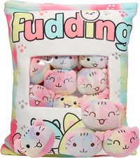 Cat Plush Pillow, Cute Plushies with Kitten Doll, Removable Stuffed Animals Thro