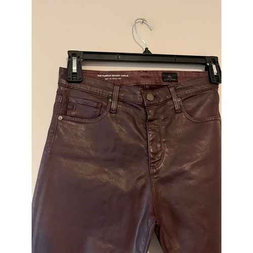 AG Adriano Goldschmied The Farrah Ankle Burgundy Coated Skinny Jeans - Picture 3 of 5