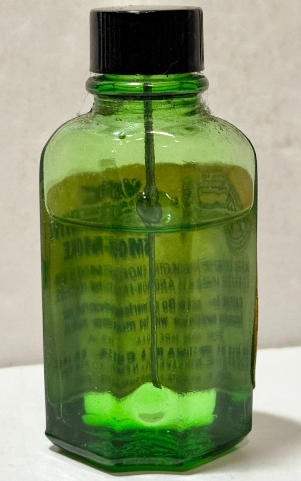 1950's Marx Locomotive Smoke Fluid Bottle Green Glass Model Railroad 75% full - Image 3 of 4
