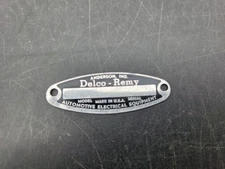 Delco-Remy Oval Metal Tag NOS 1940's 1950's Oem Anderson Ind Automotive Auto 939
