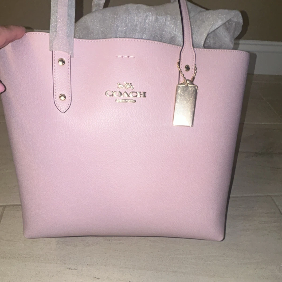 バッグ COACH Leather Tote Bag in Pink Woven Coach Pink Tote Bags & Handbags for Women for sale | eBay