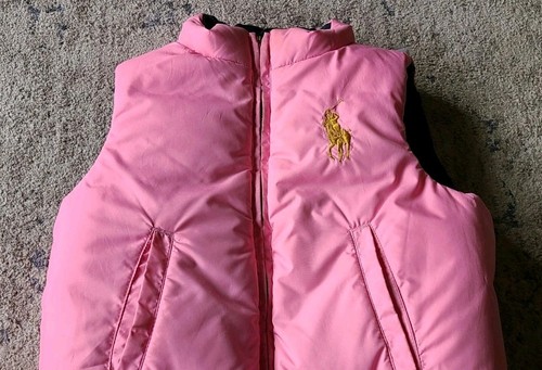 Ralph Lauren Polo Girls Reversible Pink Green Down Vest SZ 6 - Picture 6 of 8