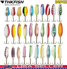 30PCS Fishing Lures Metal Spinner Baits Bass Tackle Crankbait Trout Metal Spoon