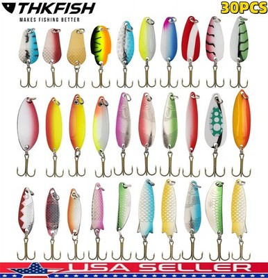 30PCS Fishing Lures Metal Spinner Baits Bass Tackle Crankbait Trout Metal Spoon