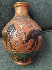 Vtg Japan Primitive Clay Pot Animals 6.5"