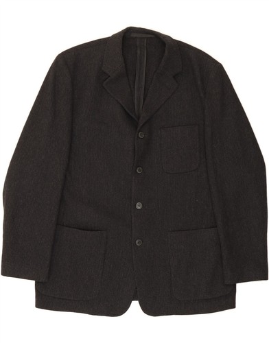 CAMEL Herren 4 Knopf Blazer Sakko IT 54 2XL Schwarz Nadelstreifen Wolle BH01