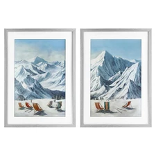 Lounging At Ski Lifts 2 Piece Gray Framed Print Under Glass Set design by Max...
