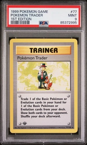 POKEMON BASE SET SHADOWLESS POKEMON TRADER 1999 1ST ED #77 PSA 9