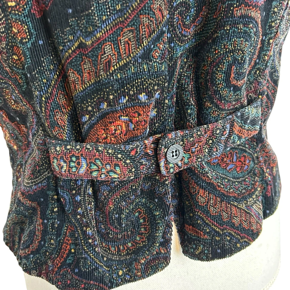 Chaleco de pana de colección para mujer pequeño ecuestre occidental cachemira negro multi vaquera Foto 2 de 4