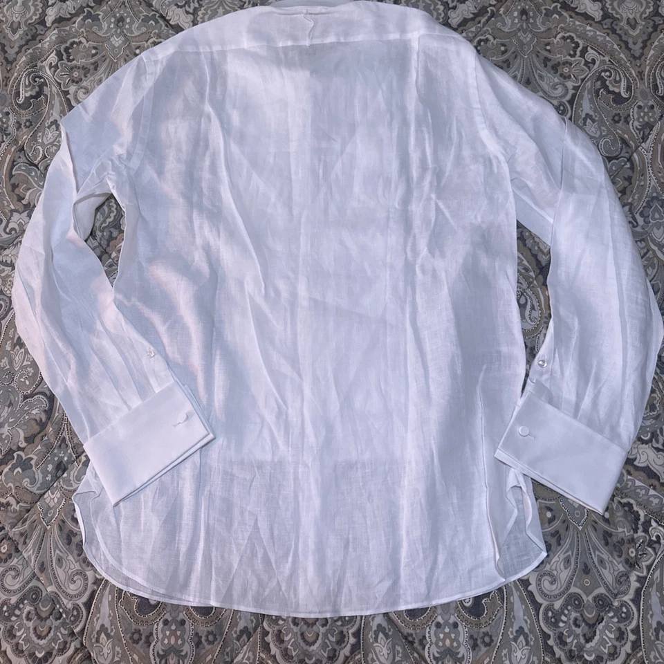 Ralph Lauren purple label Sartorial 100% linen Dress Shirt 16 Made In Italy - Image 2 of 4