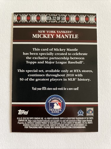 2010 Topps Logoman Mickey Mantle HTA-32 New York Yankees - Bild 2 von 2