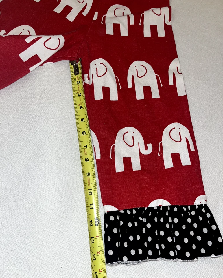 Boutique Red White Elephant Wide Leg Pants Black Dot Ruffles Girls 6 ROLL Tide - Image 3 of 4