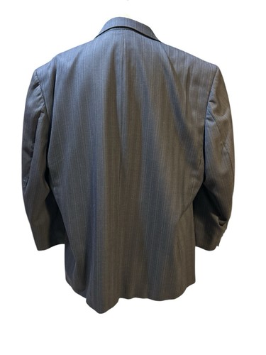 Oscar De La Renta Men Sz 44S/W42 Wool Blue Stripe Blazer Sport Coat - Picture 3 of 7