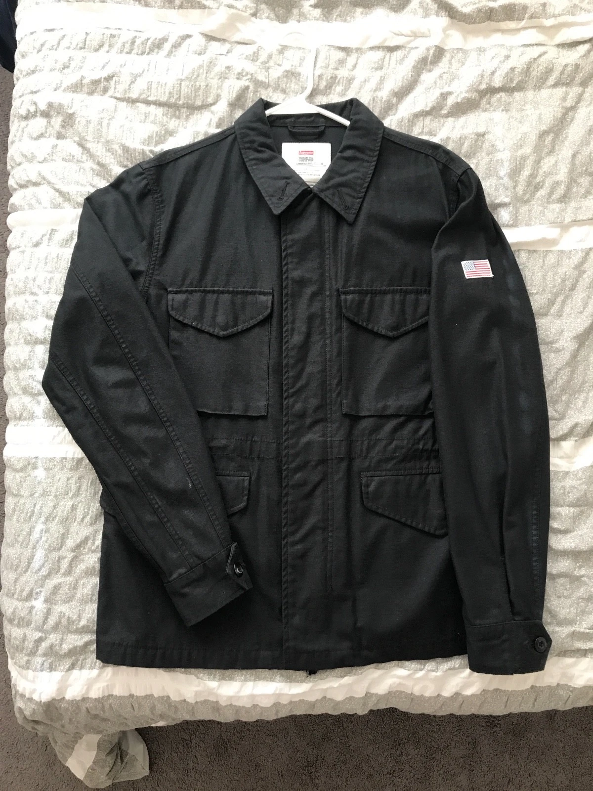 Veste logo boîte léopard Supreme noire M51 SS 2010 taille L