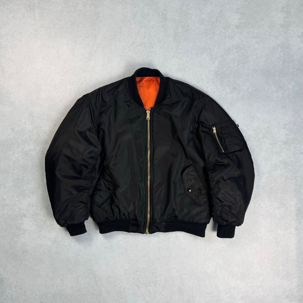 VINTAGE FOSTEX GARMENTS MA-1 REVERSIBLE NYLON BOMBER JACKET VINTAGE FOSTEX GARMENTS MA-1 REVERSIBLE NYLON BOMBER JACKET