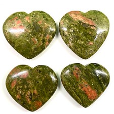 4 Pcs Natural Unakite Jasper 33-36mm Heart Pendant Size Loose Cabochon Gemstones