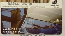 Collectible Expired MetroCard - Vampire Weekend Rock Band Design #2