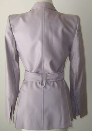 Chaqueta Blazer Abrigo YVES SAINT LAURENT Vintage Lila Doble Pecho Cinturón 38 6 - Imagen 3 de 3