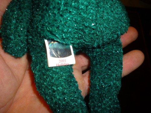 TY Beanie Baby 2001 Holiday Teddy orsacchiotto verde con raro errore etichetta - Foto 5 di 7