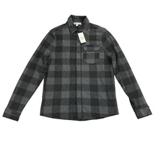 And Now This Mens Heavyweight Plaid Slim Fit Button Down Shirt Gray Black S