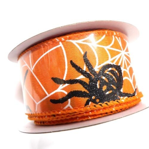 Wired Halloween Grosgrain Ribbon - 38mm - Spiders Webb Ribbon - Picture 1 of 4