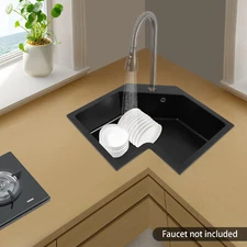 Irregular Kitchen Sink Undermount Flushmount Corner Kitchen Sink w/ Strainer