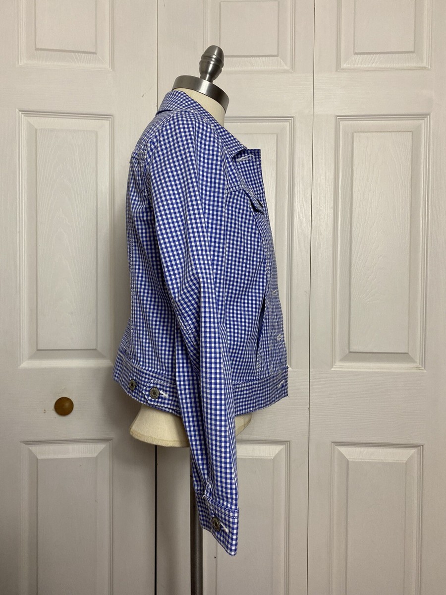 美品　talbots petites サイズ0 チェック　ジャケット Talbots Petites Size P Blue & White Gingham Check Jacket
