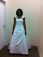 David's Bridal Fitted "A-line" White Wedding Dress Size 4-6 with Customized Lace