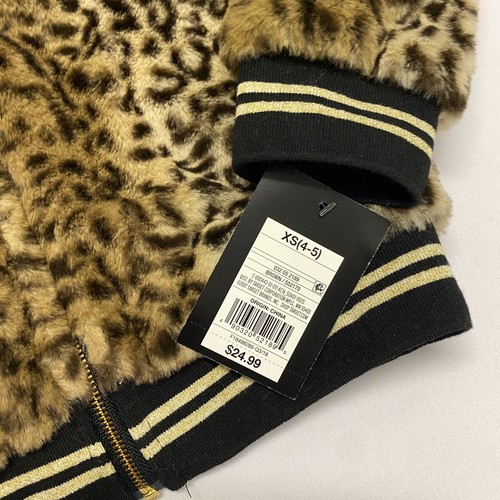NWT Art Class Faux Fur Fashion Sweater Bomber Jacket Girls Cheetah Print XS 4/5 - Picture 2 of 4