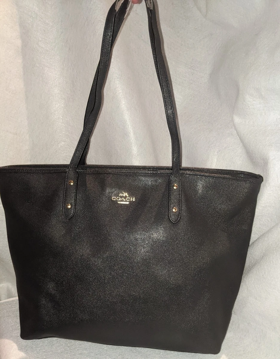 Coach F11926 Large Crossgrain Black Leather City Zip Tote | eBay