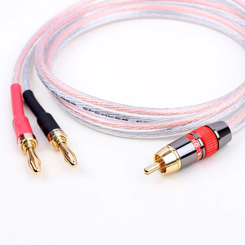HiFi Speaker Cable Dual Banana to RCA Single Audio Cable RCA to 2 banana Plug - Image 3 of 4