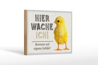 Holzschild Spruch 18X12 Cm KüKen Hier Wache Ich Eigene Gefahr Schild