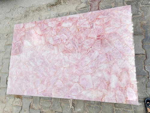 Rose Quartz Countertop, Agate Kitchen Top Quartz Agate Dining Table Handmade Top - Picture 2 of 6