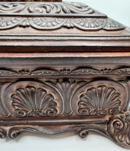 Carved Detailed Wooden Keepsake Jewelry Box Lift Off Lid Lined And Heavy - Picture 8 of 9