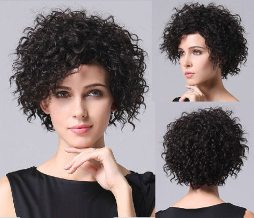 New Fashion Short Black Wavy Spiral Curls Women Cosplay Hair  display picture 1